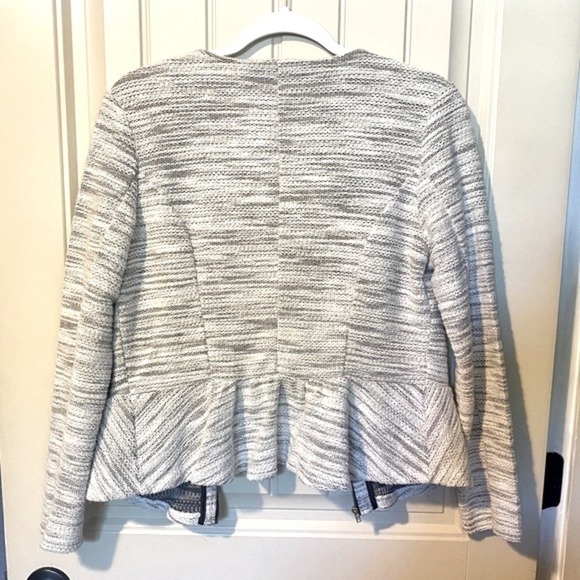 Black/White Blend Full Zip Long Sleeve Blazer Jacket - Picture 4 of 5